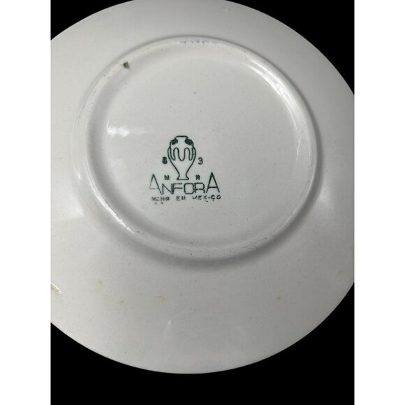 Anfora Puebla Blue Teacup Saucer Hand Painted Mexico Collect Early Mark Vintage - Picture 4 of 13